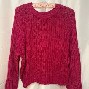 VTG 80s Across America Chunky Knit Women 2X Sweater Fuscia long sleeve